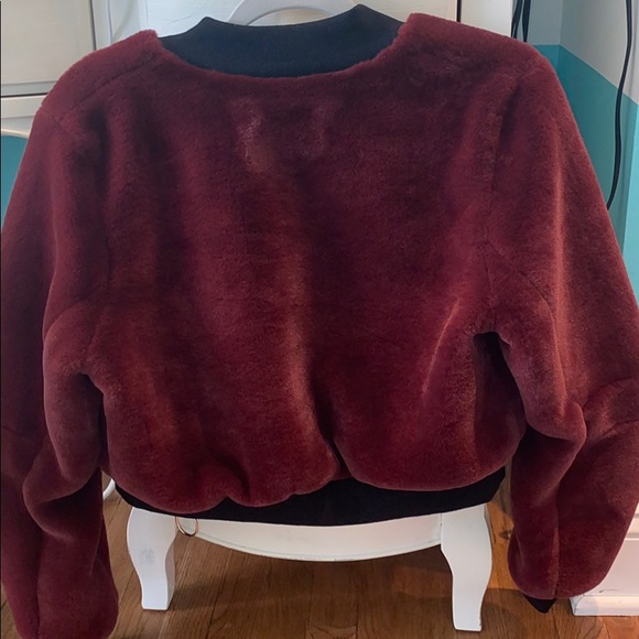 LF red fur bomber jacket - Picture 2 of 2